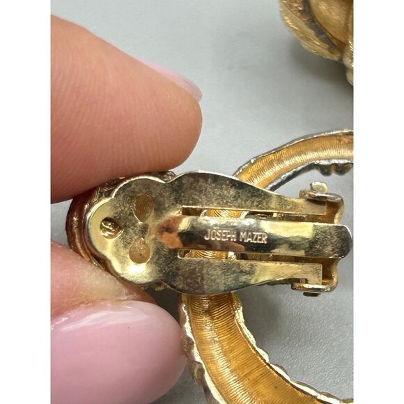 Jomaz Joseph Mazer Door Knockers Earrings Gold Tone Removable Dangles Clips - Picture 6 of 8